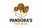Logo of Pandora's Toybox with sports balls on a white background
